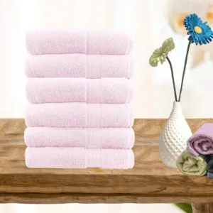 Softouch Ultra Light Quick Dry Premium Cotton 6 Piece Baby Pink Hand Towel Pack