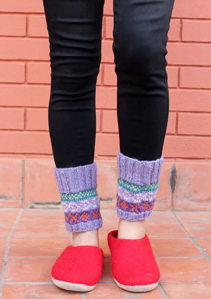 Stylish Light Purple Multicolor Winter Legwarmers