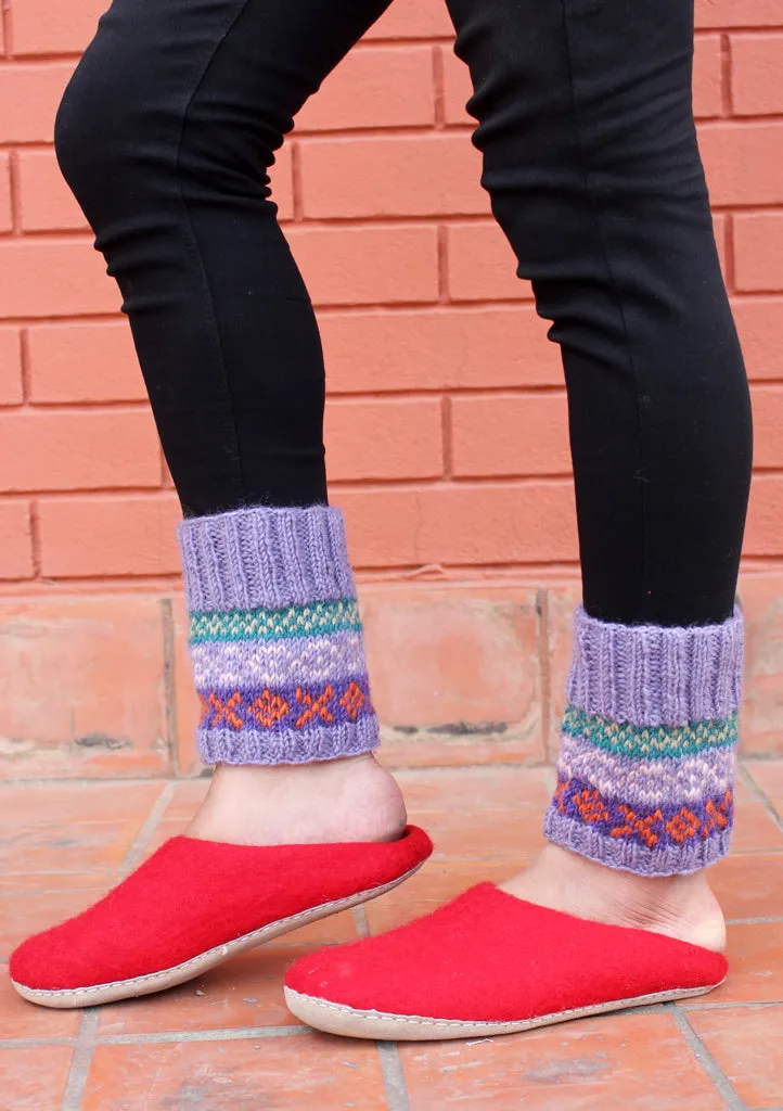 Stylish Light Purple Multicolor Winter Legwarmers