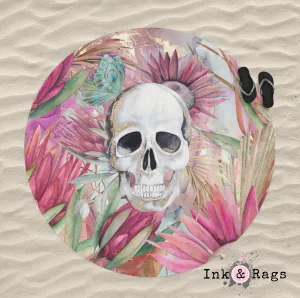 Sugarbush Butterfly Skull Round Beach Towel