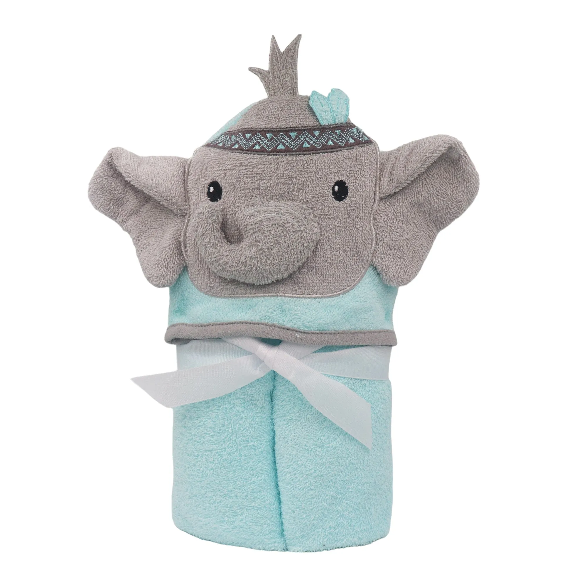 Teal Elli Cotton Hooded Baby Bath Towel with Baby Loofah