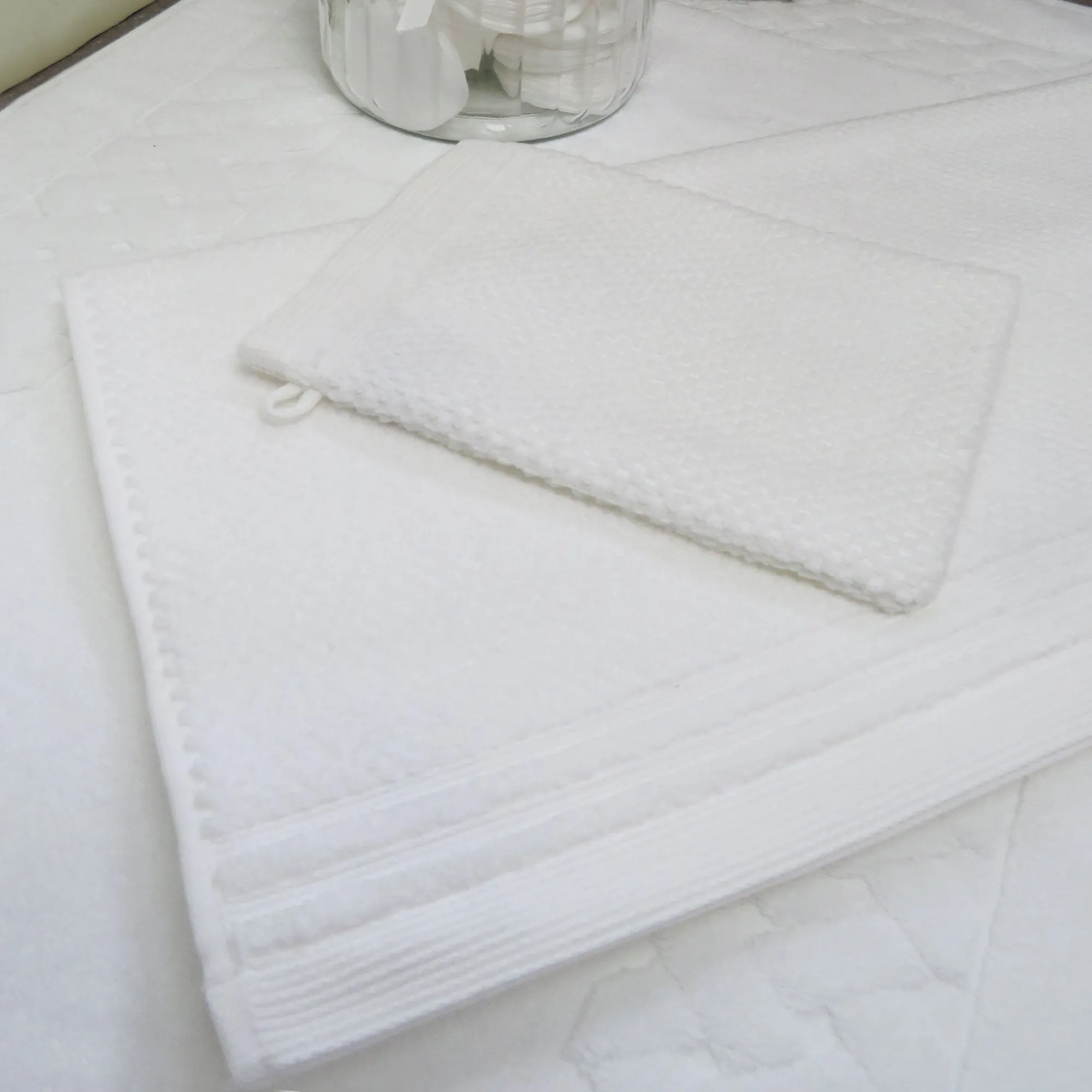 White Cotton Waffle Texture Towels