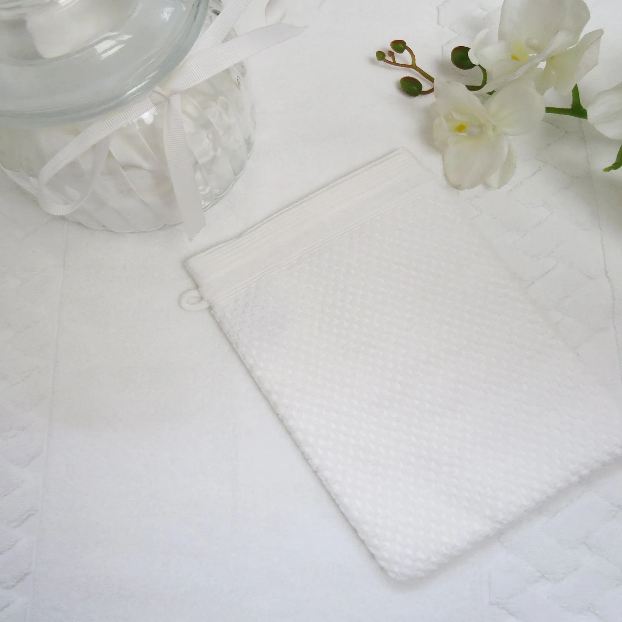 White Cotton Waffle Texture Towels