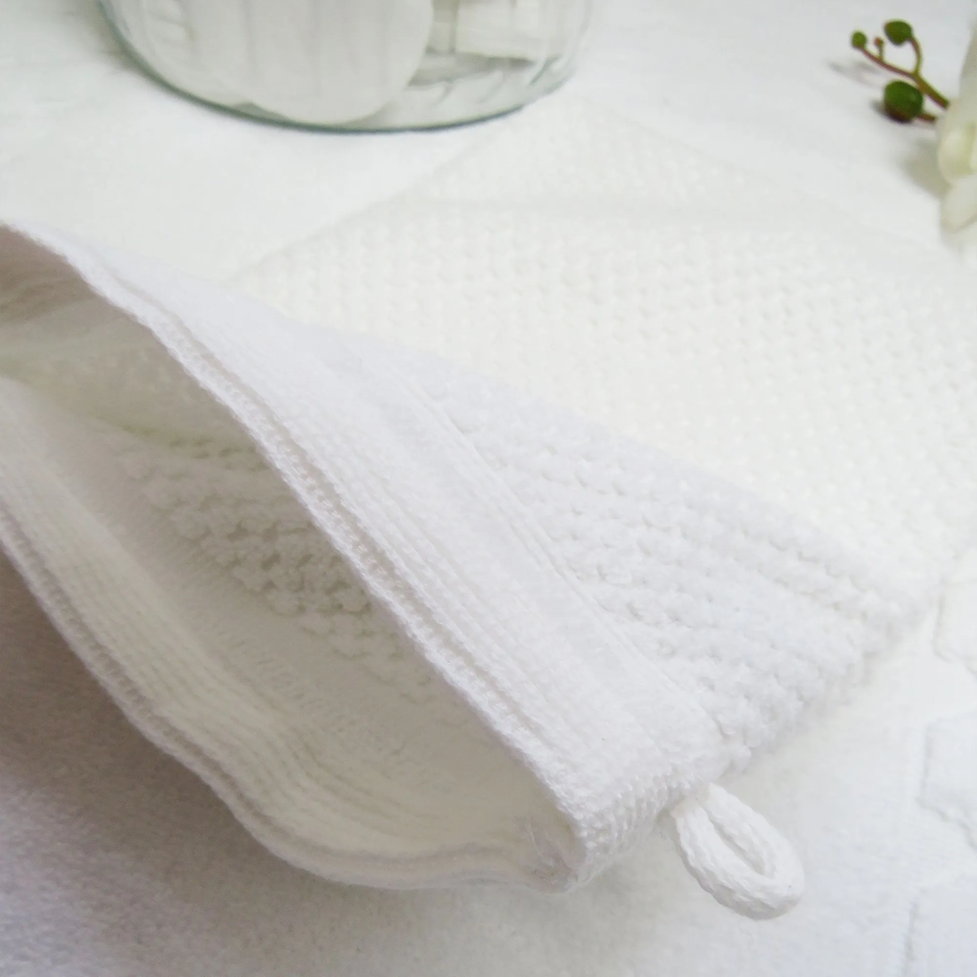 White Cotton Waffle Texture Towels