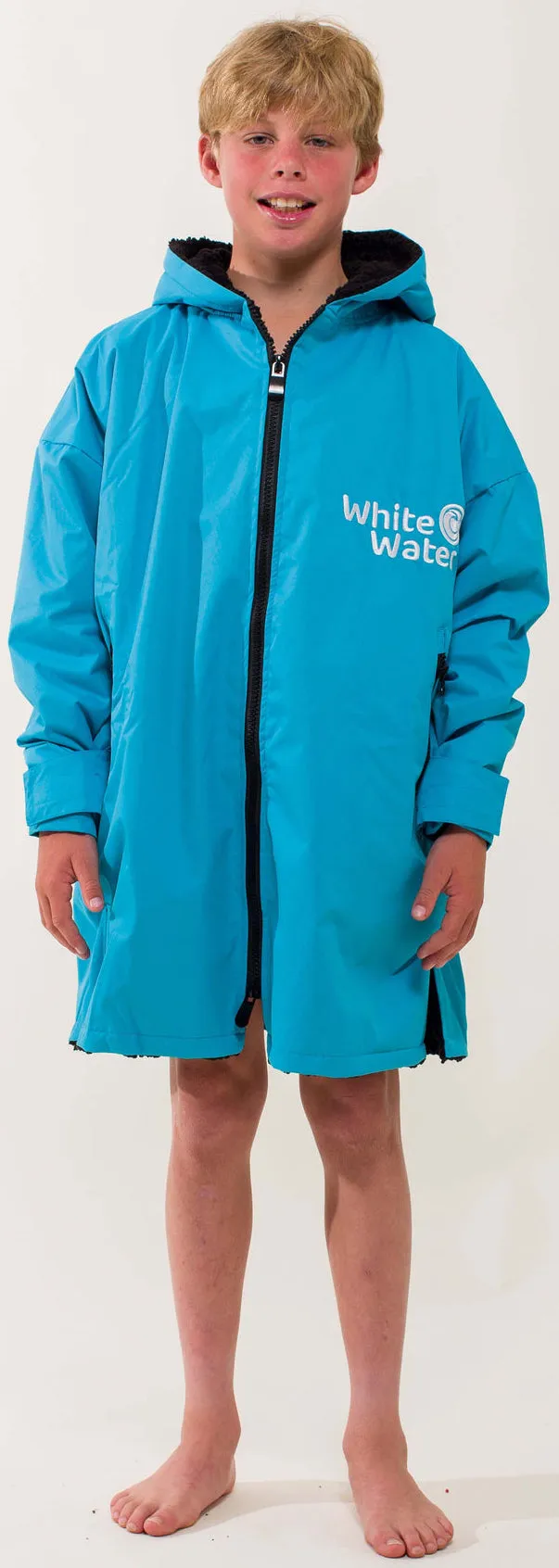 White Water KIDS Pro Changing Robe Blue Outer-Shell, Black Lining