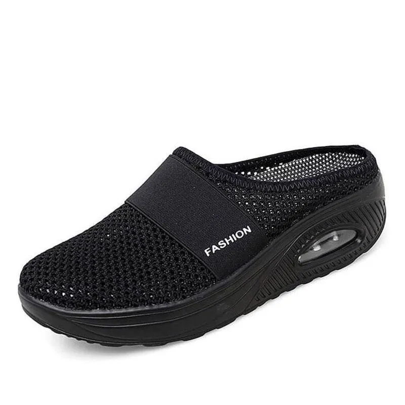 Women's breathable lightweight air cushion slip-on walking slippers